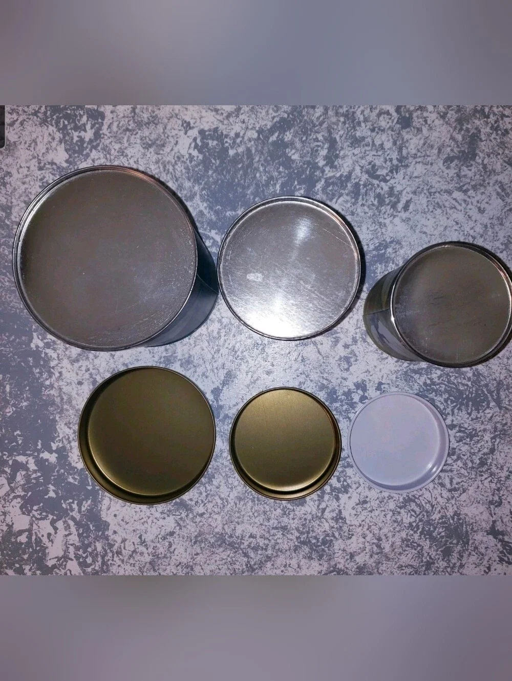 Snow Geese Goose Duck Canister Tin 3 Pc Nesting 1980's Vintage Blue Bows Taiwan.